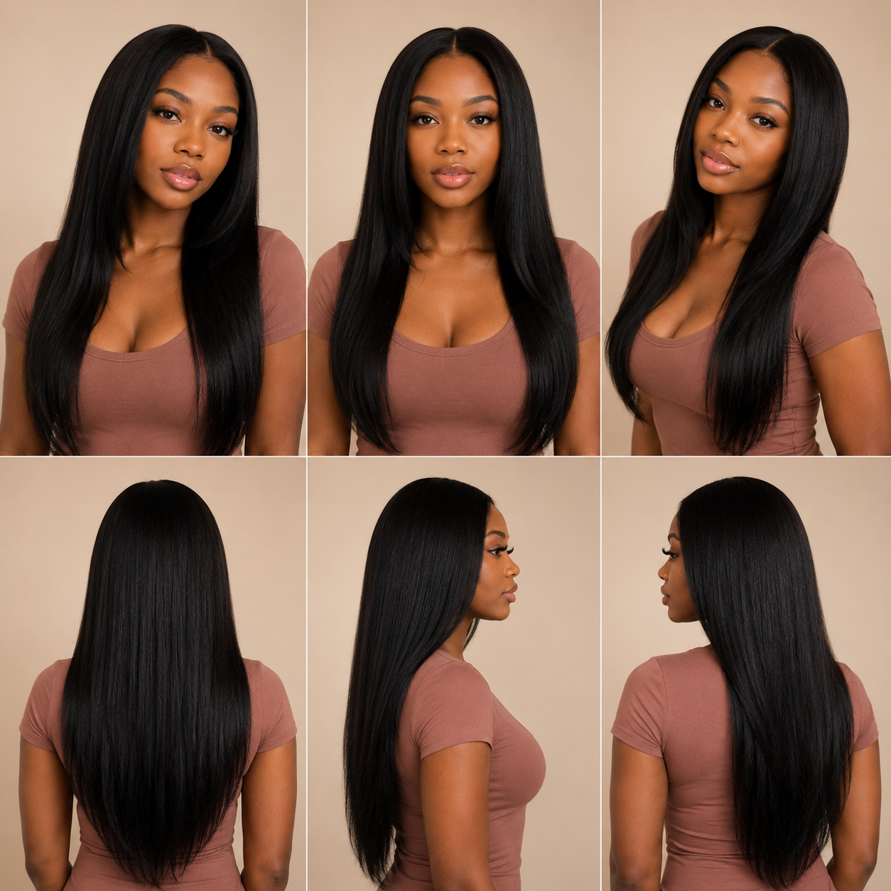 Nyomi long one-length crown with slight face framing